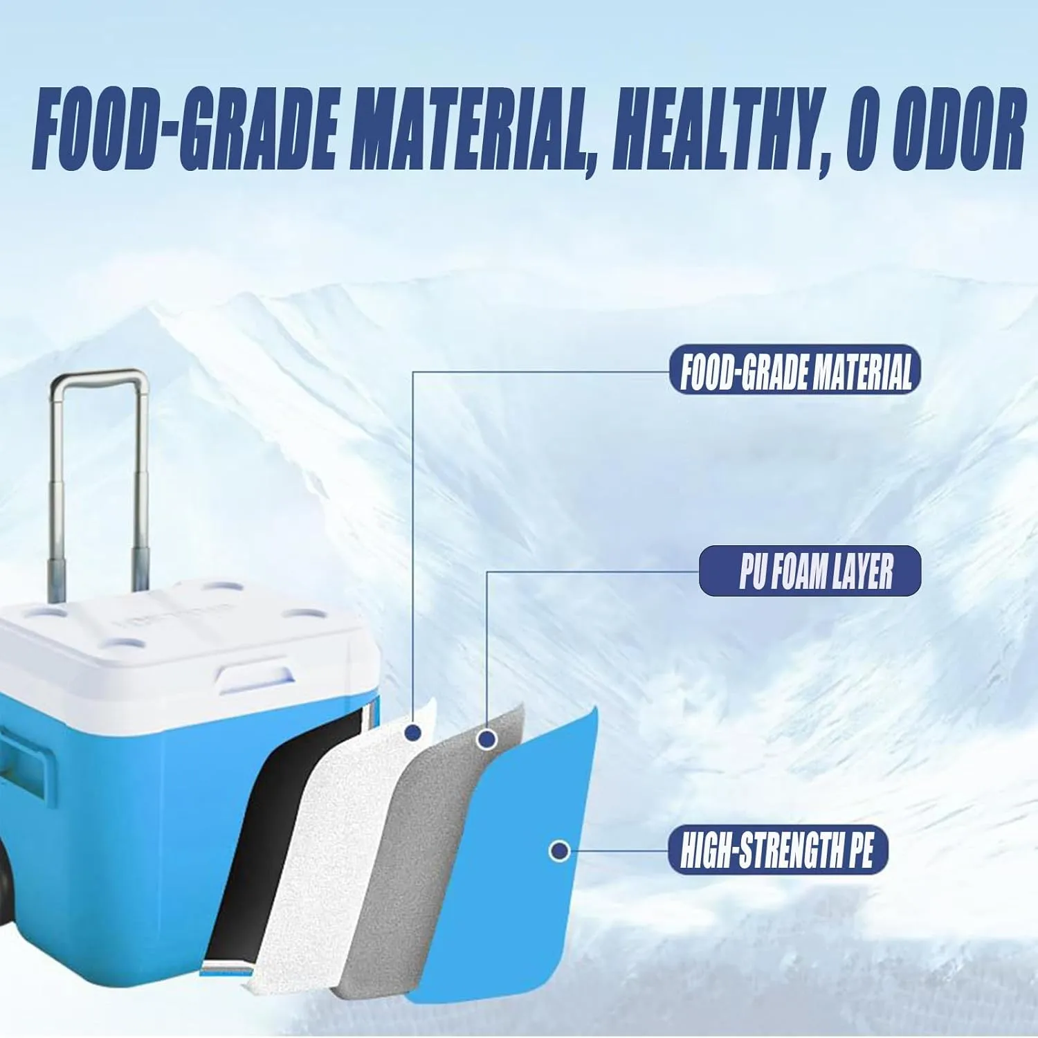 Car Camping Coolers for Buick Century/Concept/Electra E4/Electra E5/Enclave/Encore, Leak Proof Cooler, Portable Lightweight Ice Chest Box, Compartments Waterproof Insulated Bag,A-Blue