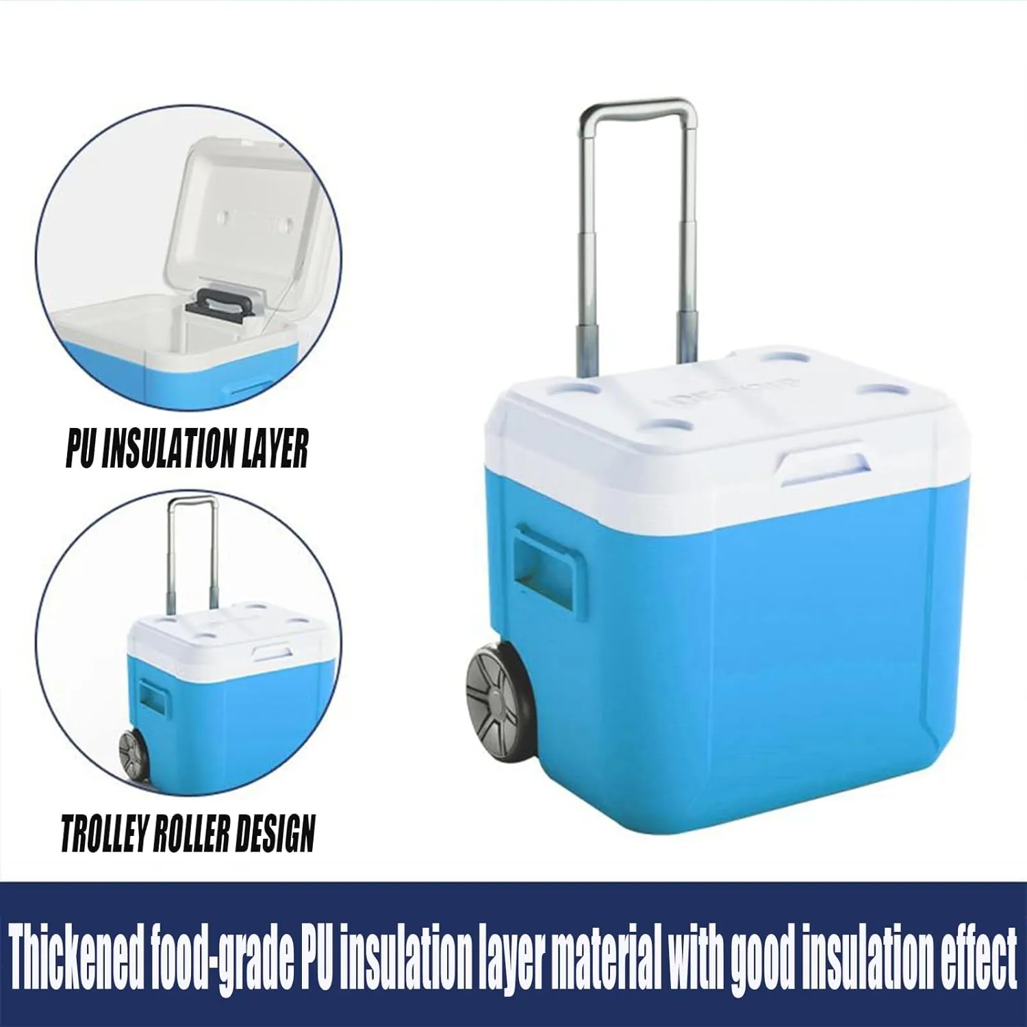 Car Camping Coolers for Buick Century/Concept/Electra E4/Electra E5/Enclave/Encore, Leak Proof Cooler, Portable Lightweight Ice Chest Box, Compartments Waterproof Insulated Bag,A-Blue