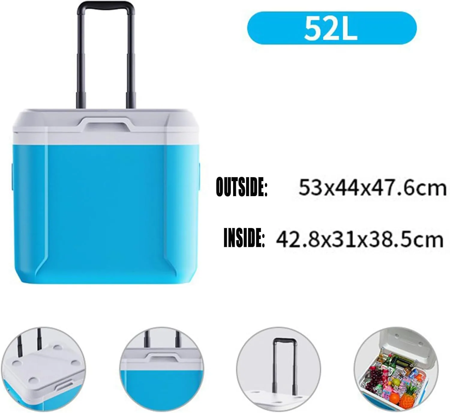 Car Camping Coolers for Buick Century/Concept/Electra E4/Electra E5/Enclave/Encore, Leak Proof Cooler, Portable Lightweight Ice Chest Box, Compartments Waterproof Insulated Bag,A-Blue