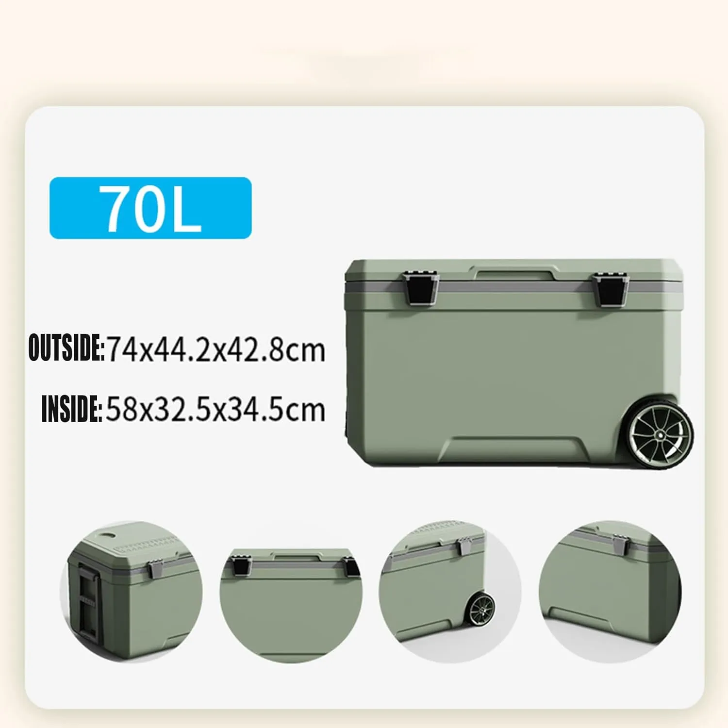 Car Camping Coolers for Infiniti Concept/Q50/Q70/QX50/QX55/QX60/QX80/QX70/QX30, Waterproof Portable Cooler, Leak Proof Picnic Insulated Bag, Ultra-Light Premium Ice Chest Box,A-Green-70L