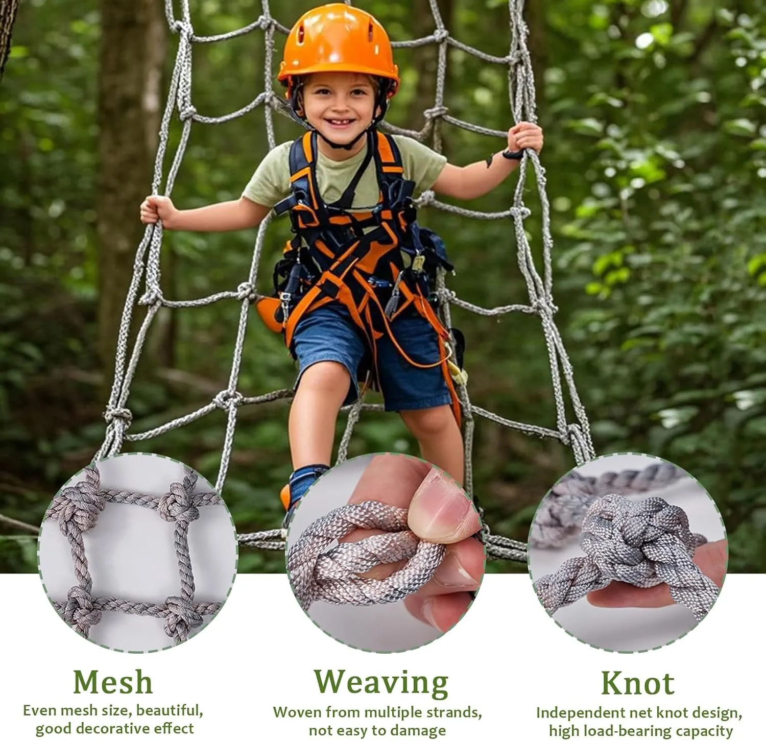Cargo Climbing Net Outdoor Treehouse Polyamide Truck Trailer Nets Playground Safety Net Cargo Net Child Playground Climbing Netting,19.7 * 27.9ft