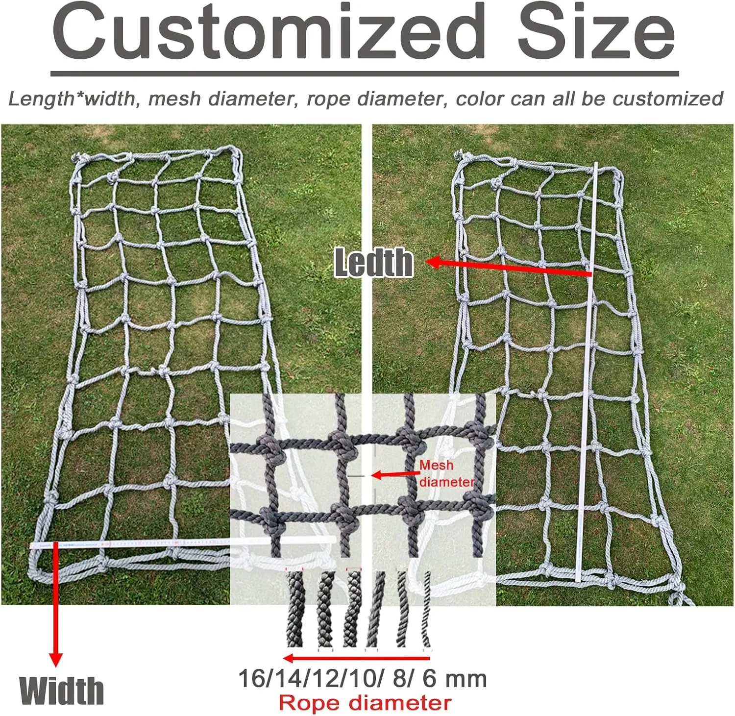 Cargo Climbing Net Outdoor Treehouse Polyamide Truck Trailer Nets Playground Safety Net Cargo Net Child Playground Climbing Netting,19.7 * 27.9ft