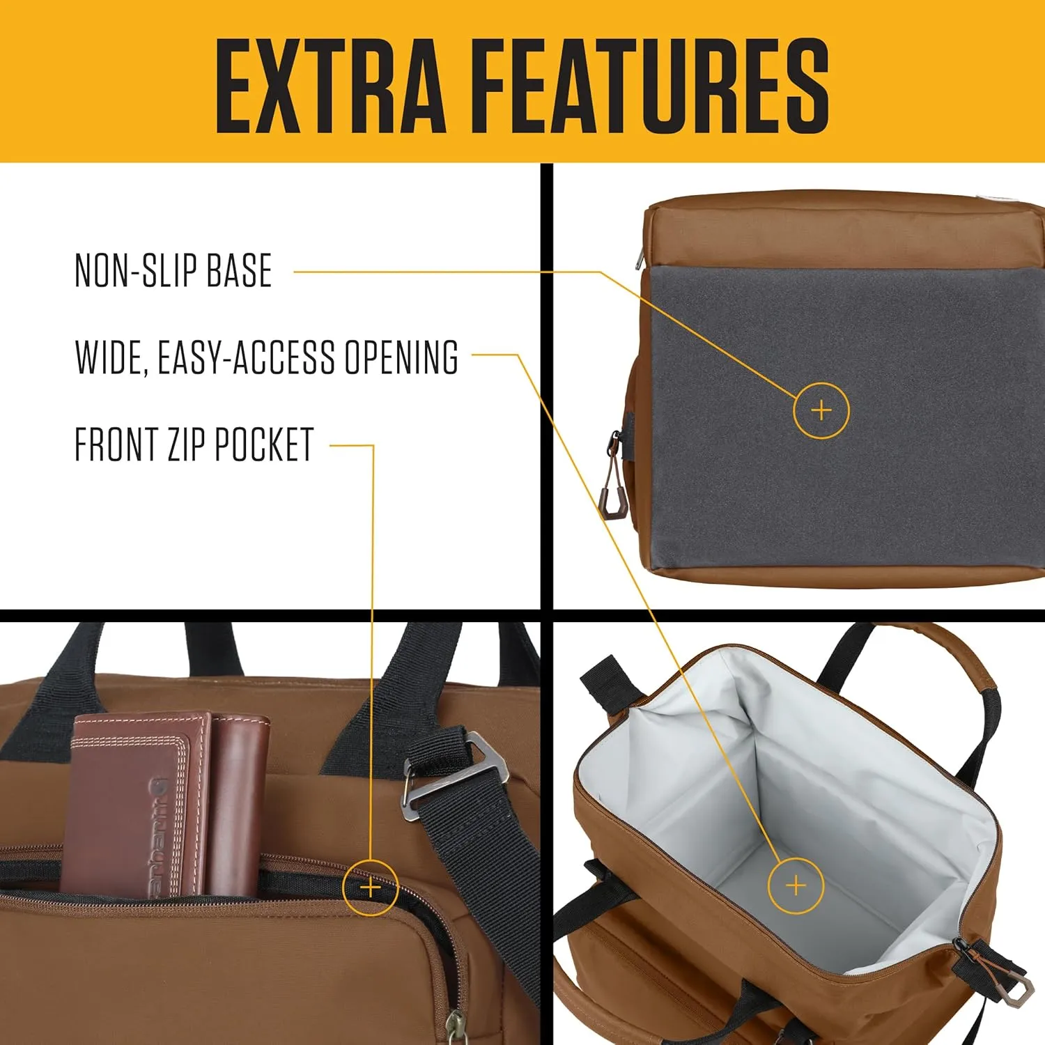 Carhartt Thick Foam Fully Insulated Cold Front Coolers, Premium Ice Retention, Durable Water Resistant Material W/Front Zippered Pocket