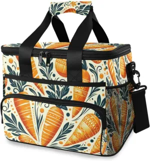Carrots Orange Polka Dots Cooler Bag Insulated Cooler Soft Sided Cooler 24 Can Portable Picnic Bag Large Leakproof Lunch Bag Box for Beach Grocery Camping Travel Car Men Women