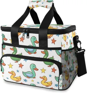 Cartoon Duck Star Cooler Bag Insulated Cooler Soft Sided Cooler 24 Can Portable Picnic Bag Large Leakproof Lunch Bag Box for Beach Grocery Camping Travel Car Men Women