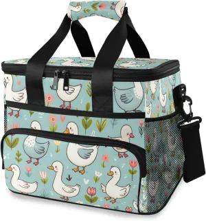 Cartoon Goose Farm Animal Cooler Bag Insulated Cooler Soft Sided Cooler 24 Can Portable Picnic Bag Large Leakproof Lunch Bag Box for Beach Grocery Camping Travel Car Men Women
