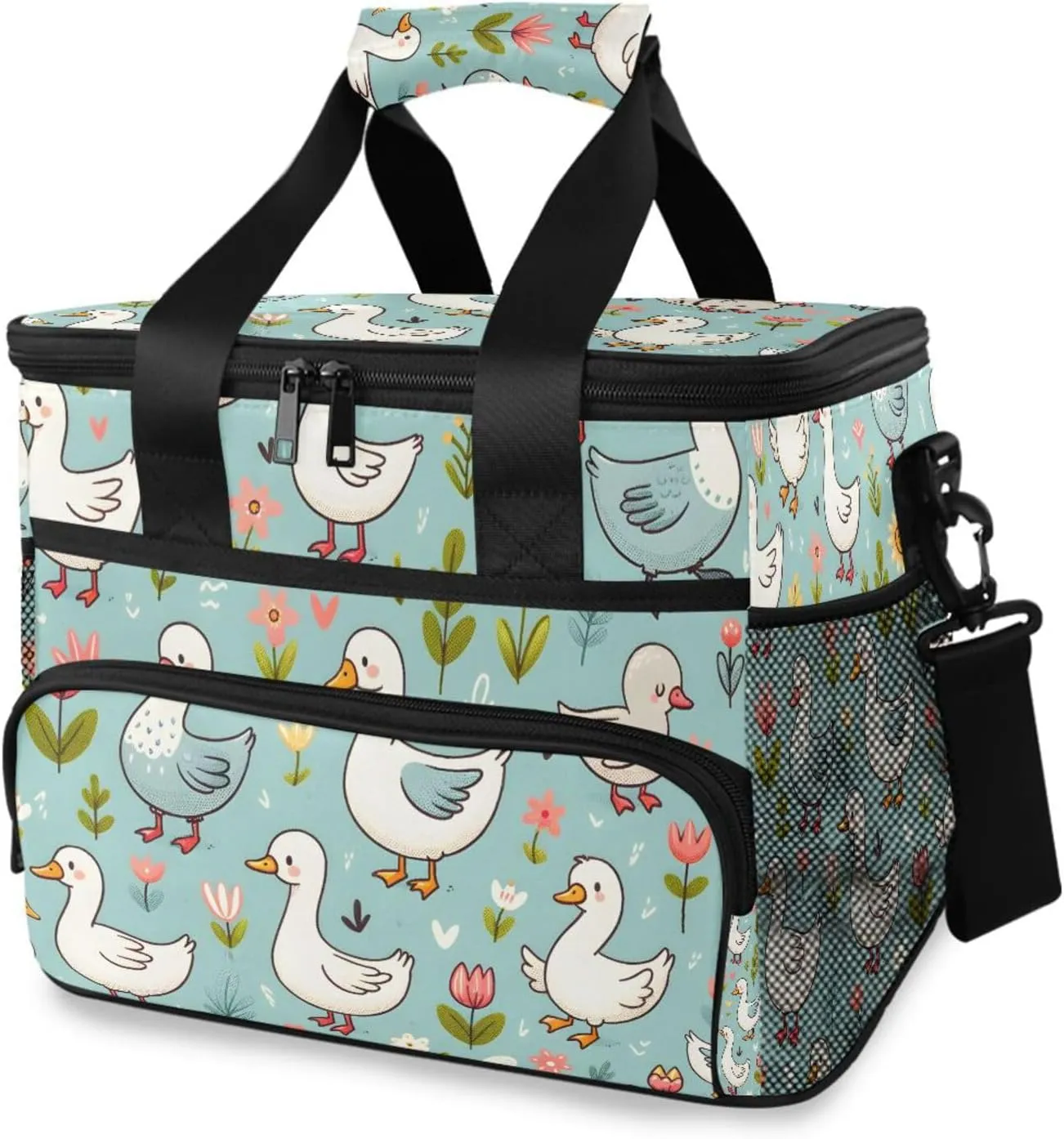 Cartoon Goose Farm Animal Cooler Bag Insulated Cooler Soft Sided Cooler 24 Can Portable Picnic Bag Large Leakproof Lunch Bag Box for Beach Grocery Camping Travel Car Men Women