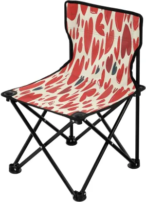 Cartoon Red Heart Portable Outdoor Folding Chair Anti-Slip Padded Oxford Cloth Stool Camping Chair Small for Beach Hiking Fishing Gardening Quad Camp Chair