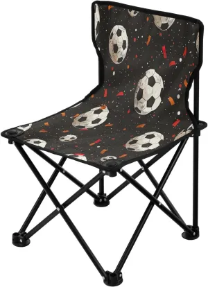 Cartoon Soccer Balls Portable Outdoor Folding Chair Anti-Slip Padded Oxford Cloth Stool Camping Chair Small for Beach Hiking Fishing Gardening Quad Camp Chair