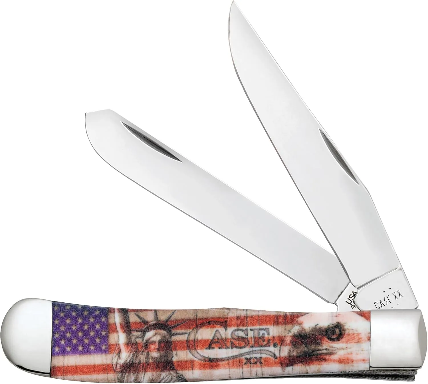 Case XX Pocket Knife PATRIOTIC CCI WHITE SYNTHETIC TRAPPER Item #10678-4254 SS - Length Closed: 4 1/8Inches