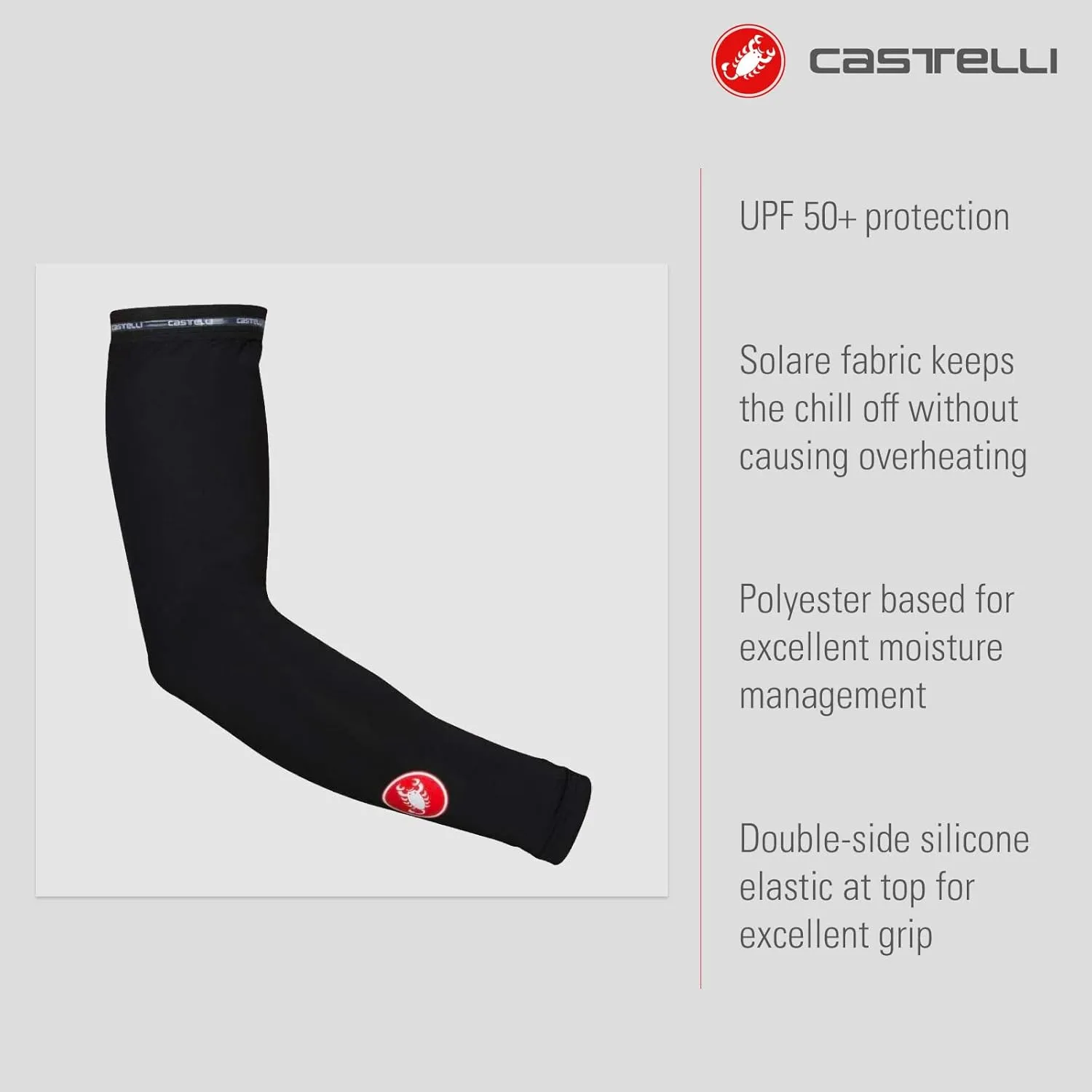 CASTELLI Unisex UPF 50  Light Arm Sleeves | Men’s & Women’s UPF 50 Breathable Sleeve for Cycling, Road Biking & Gravel Riding