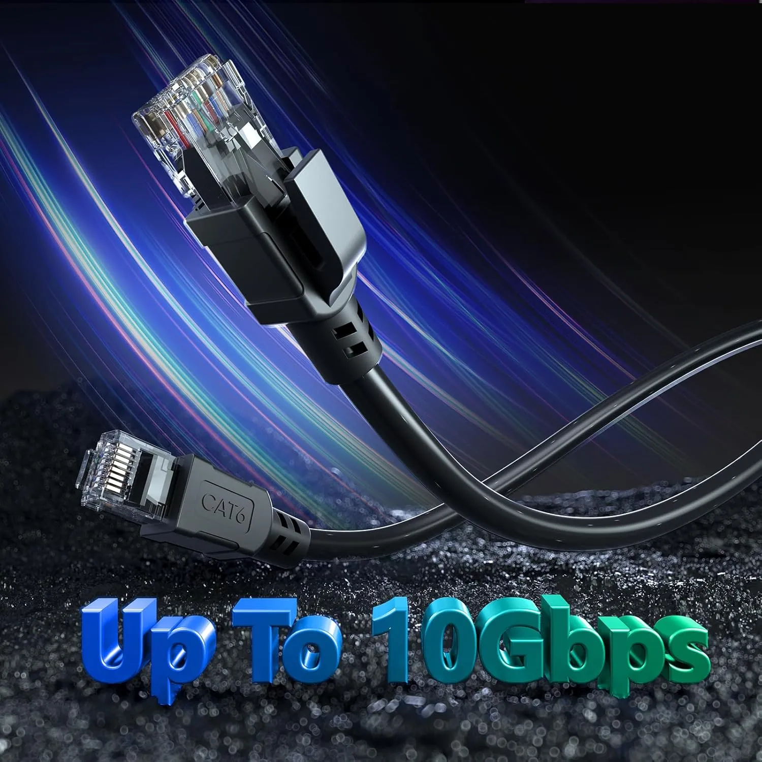 Cat 6 Outdoor Ethernet Cable 100 ft, 24AWG 10Gbps Cat6 Cable Cord Waterproof Direct Burial LLDPE UV Jacket, Internet Network Cable with 20 Ties Support POE Cat6 Cat5e Cat5, CCA, UTP for PC