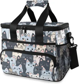 Cat Black Doodle Cooler Bag Insulated Cooler Soft Sided Cooler 24 Can Portable Picnic Bag Large Leakproof Lunch Bag Box for Beach Grocery Camping Travel Car Men Women