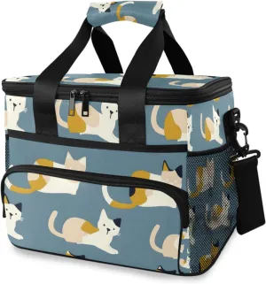Cat Splicing Pet Cooler Bag Insulated Cooler Soft Sided Cooler 24 Can Portable Picnic Bag Large Leakproof Lunch Bag Box for Beach Grocery Camping Travel Car Men Women