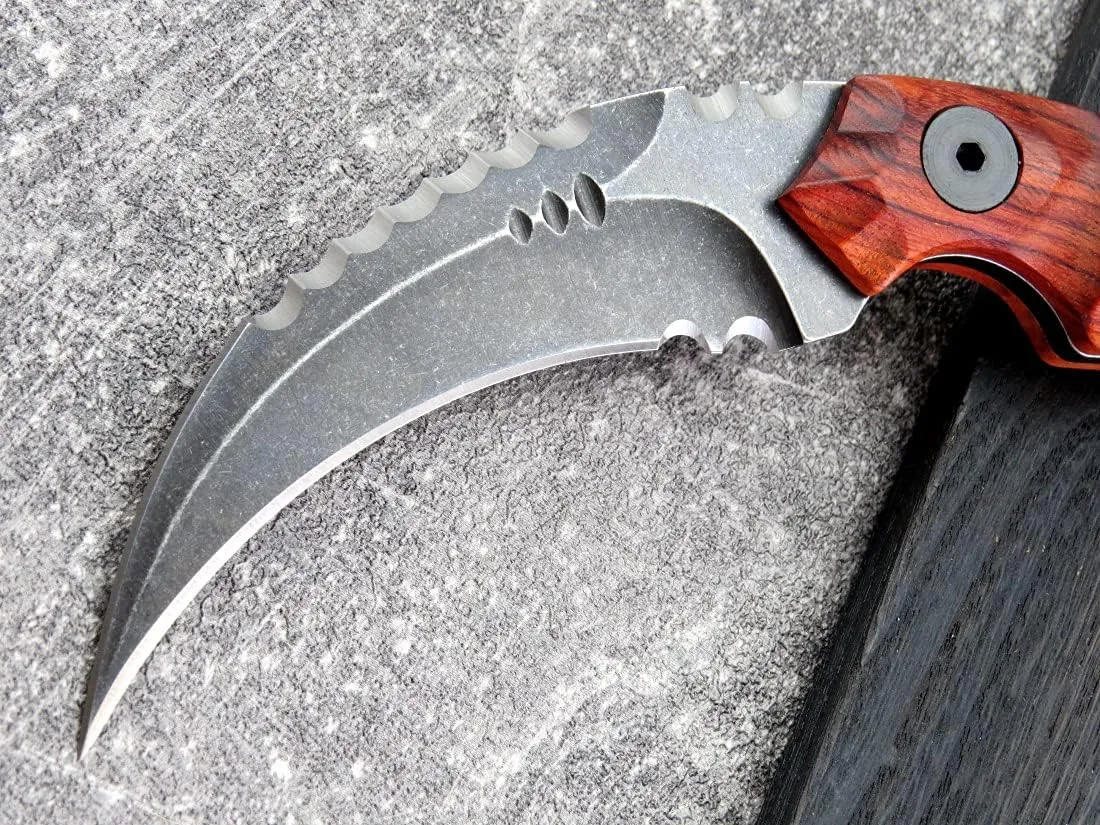 Ccanku C1691 Fixed Blade Knife D2 Steel G10 Handle 4 Inches,Outdoor Survival Claw Teeth Knife,Camping EDC Tools, Kydex Sheaths … …