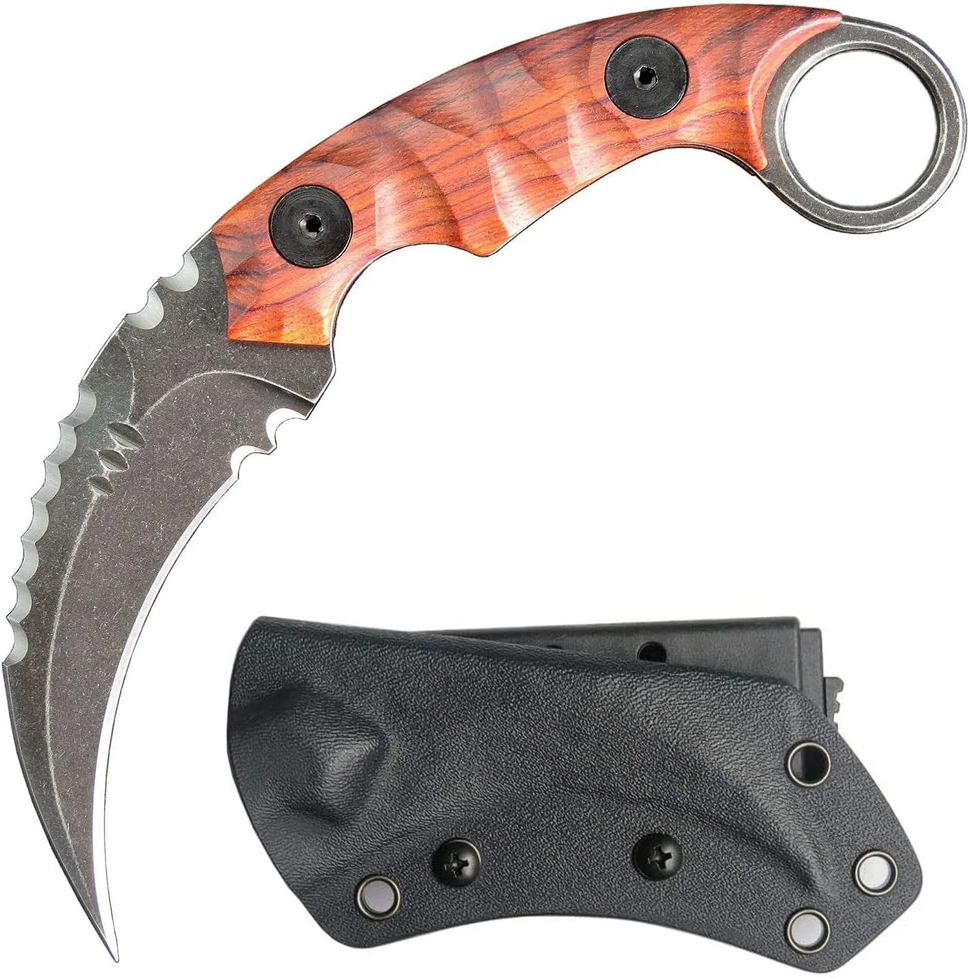 Ccanku C1691 Fixed Blade Knife D2 Steel G10 Handle 4 Inches,Outdoor Survival Claw Teeth Knife,Camping EDC Tools, Kydex Sheaths … …