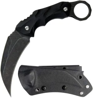Ccanku C1692 Outdoor Knife with Carbon Fiber Fixed Blade, D2 Steel G10 Handle, 4 Inches, Camping EDC Tool, Survival, Claw Teeth, Kydex Sheath (Black)