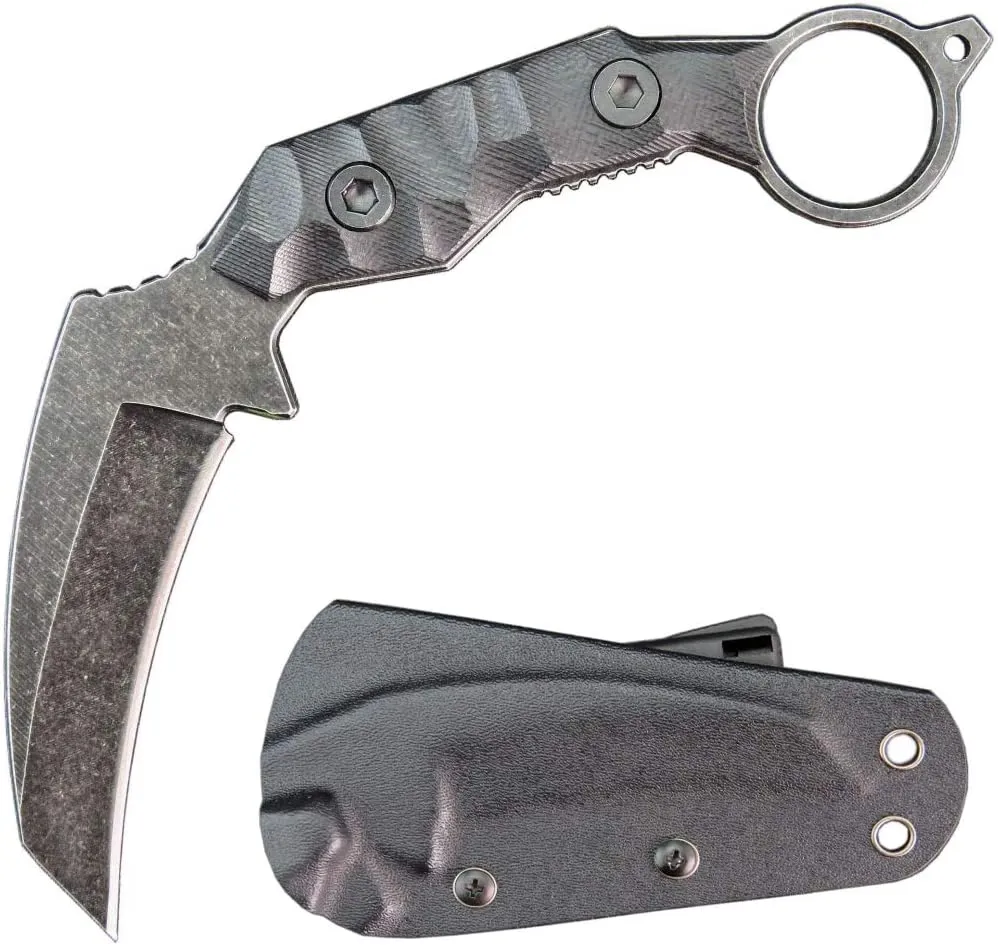 Ccanku C1693 Fixed Blade Knives D2 Blade Steel & G10 Handle ， EDC Tool Knife with Kydex Sheath (Black)