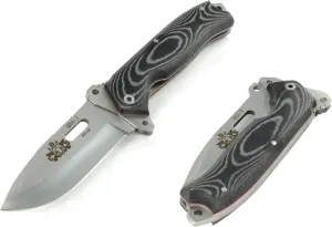 CDS Folding Knife for Bushcraft Hunting Fishing Camping and Outdoor Sports, 3.9" Blade, Leather Sheath and Firesteel, Handmade in Spain