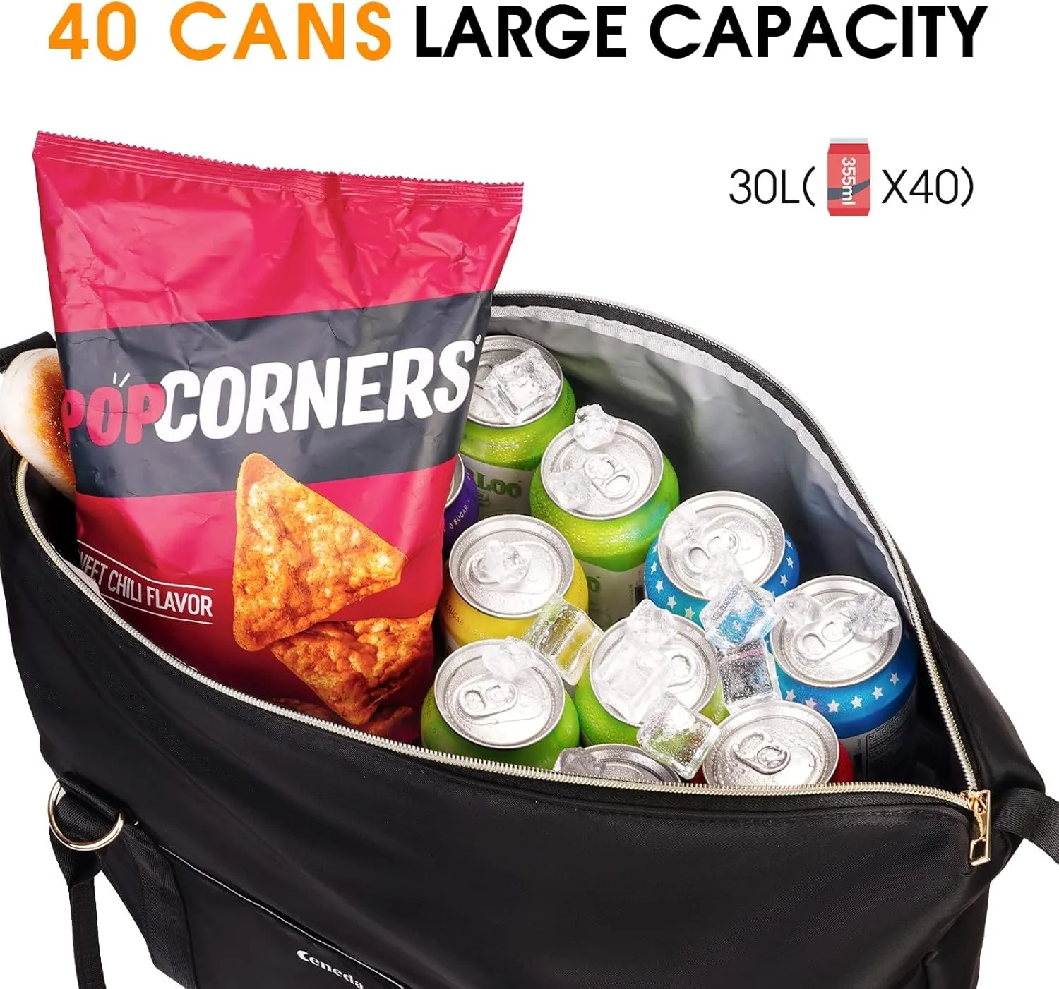 Ceneda Large Cooler Bag 40 Can Insulated Soft Cooler Leakproof Cooler Tote Bag Beach Travel Camping Lunch Bag for Women and Men