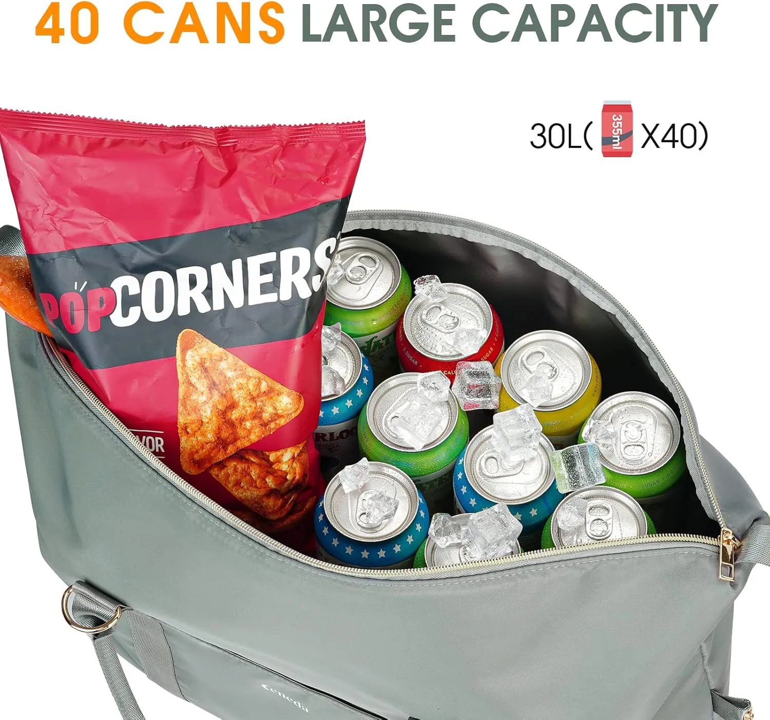 Ceneda Large Cooler Bag 40 Can Insulated Soft Cooler Leakproof Cooler Tote Bag Beach Travel Camping Lunch Bag for Women and Men