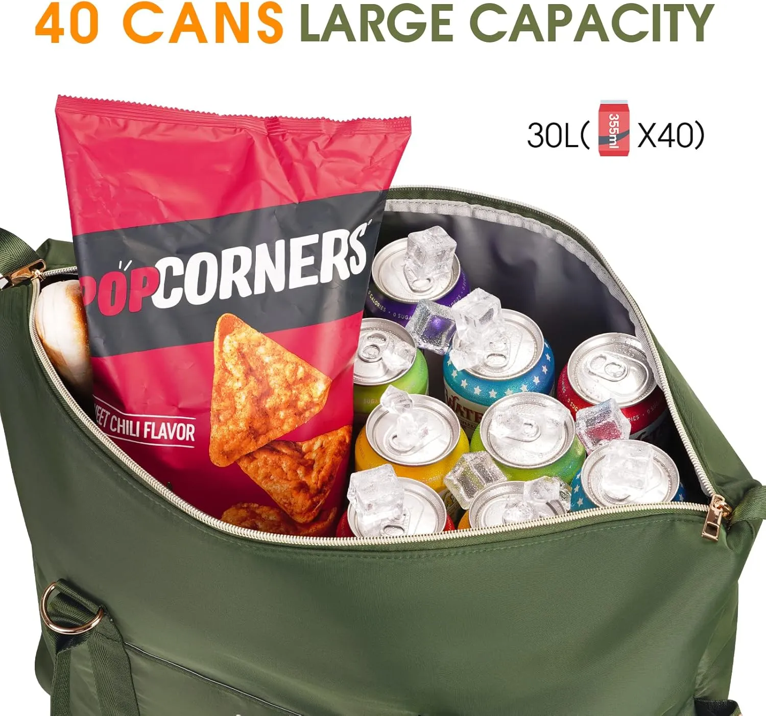 Ceneda Large Cooler Bag 40 Can Insulated Soft Cooler Leakproof Cooler Tote Bag Beach Travel Camping Lunch Bag for Women and Men