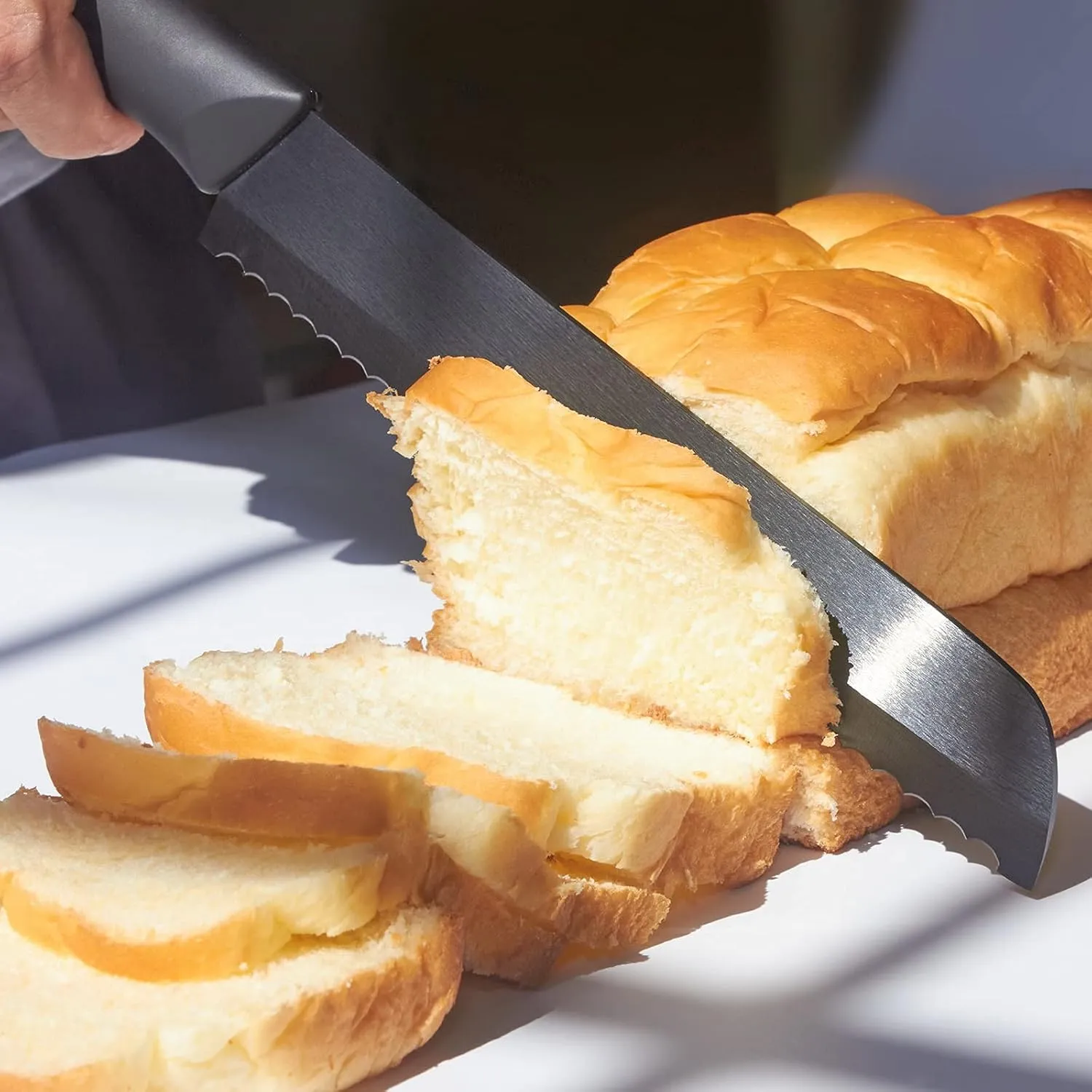Ceramic Serrated Bread Knife Slicing Knife - 8" Sharp Blade Kitchen Knife with Cover