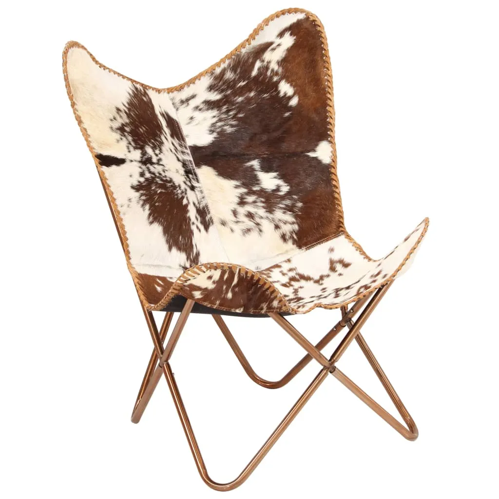 Chair Accent Chair with Powder Coated Iron Frame Genuine Goat Leather