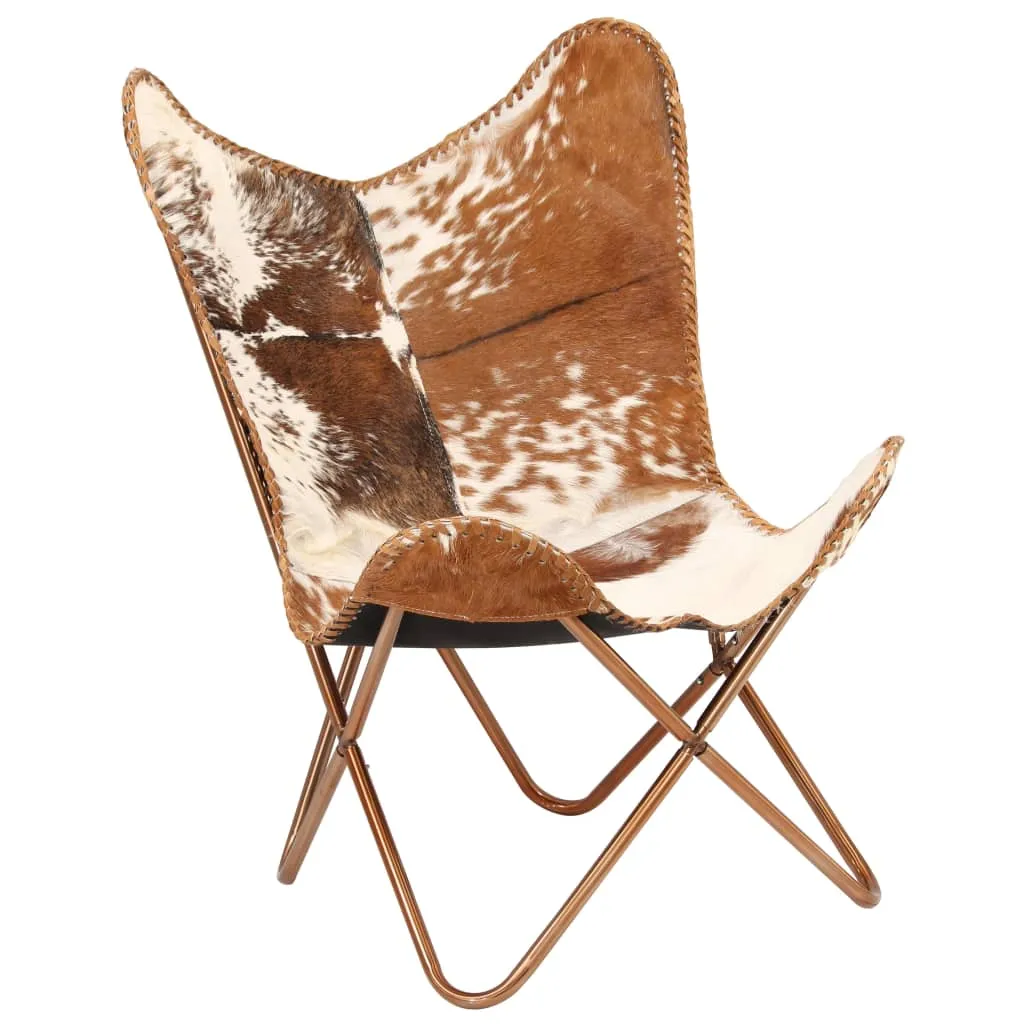 Chair Accent Chair with Powder Coated Iron Frame Genuine Goat Leather