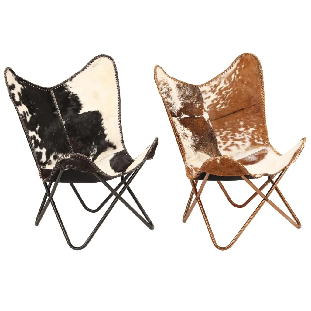 Chair Accent Chair with Powder Coated Iron Frame Genuine Goat Leather