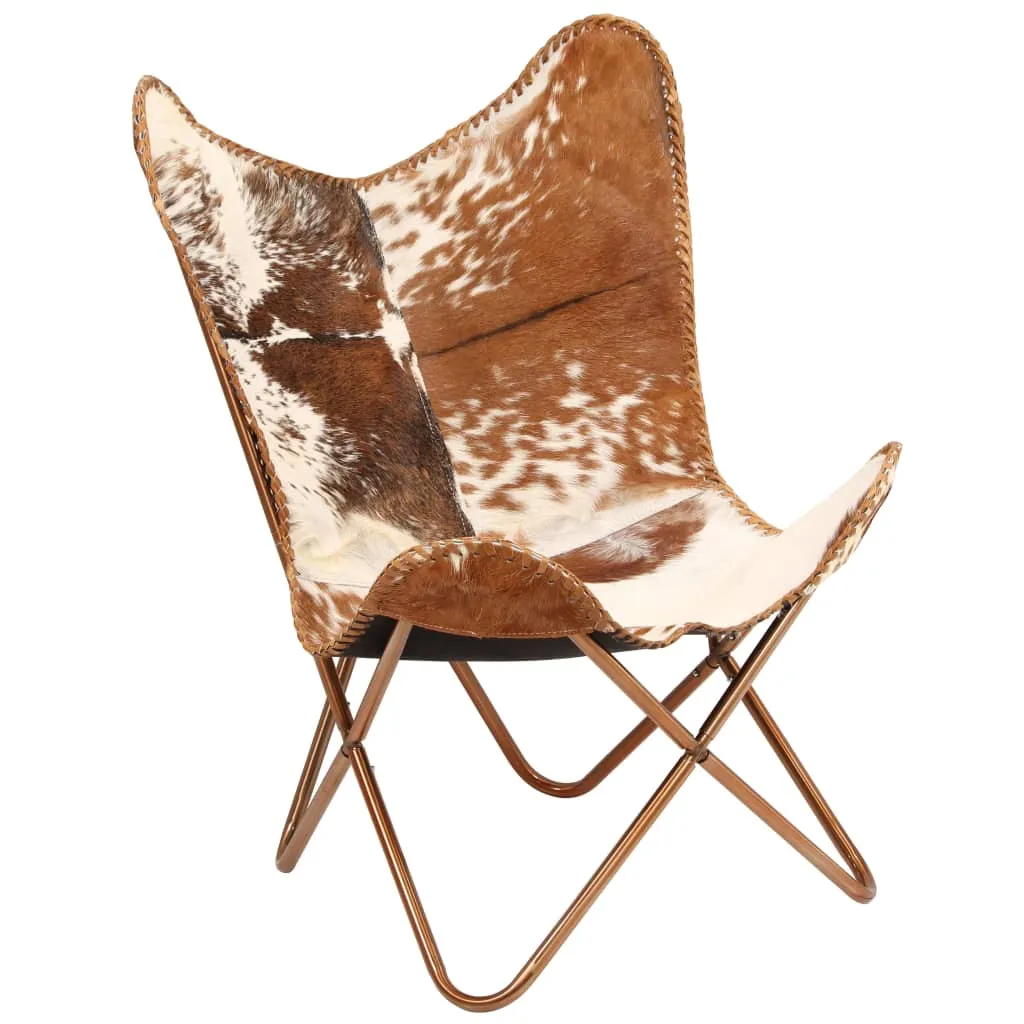 Chair Accent Chair with Powder Coated Iron Frame Genuine Goat Leather