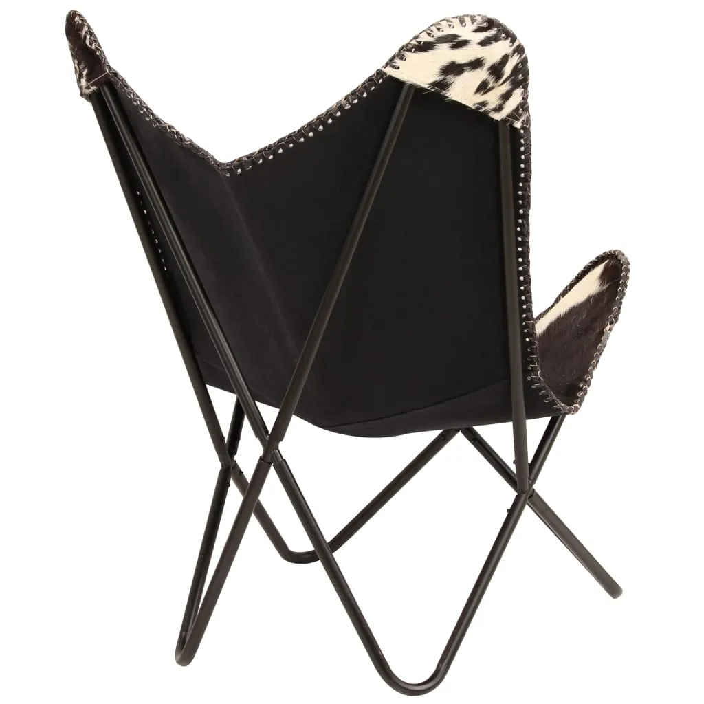 Chair Accent Chair with Powder Coated Iron Frame Genuine Goat Leather