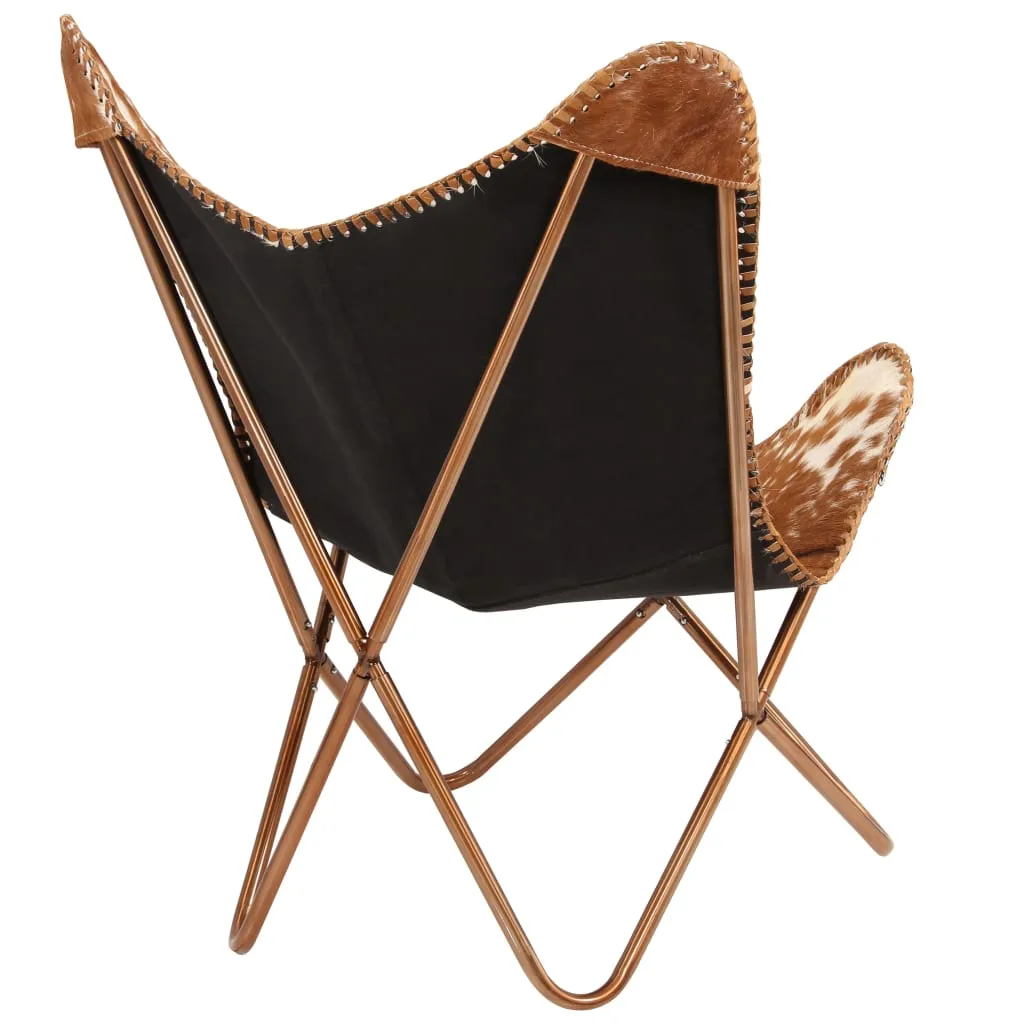 Chair Accent Chair with Powder Coated Iron Frame Genuine Goat Leather