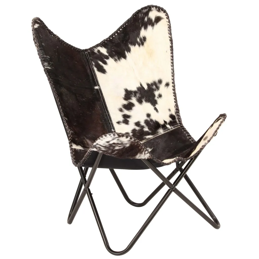Chair Accent Chair with Powder Coated Iron Frame Genuine Goat Leather