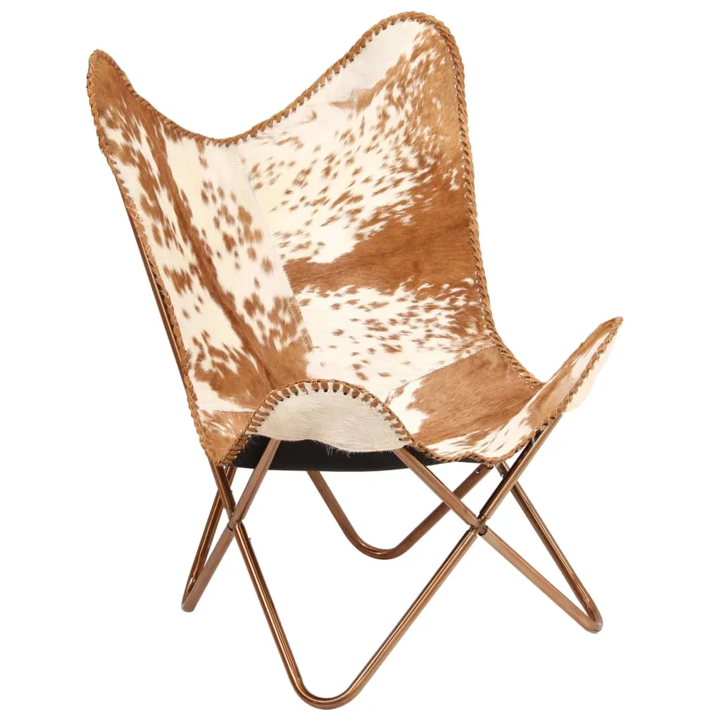 Chair Accent Chair with Powder Coated Iron Frame Genuine Goat Leather