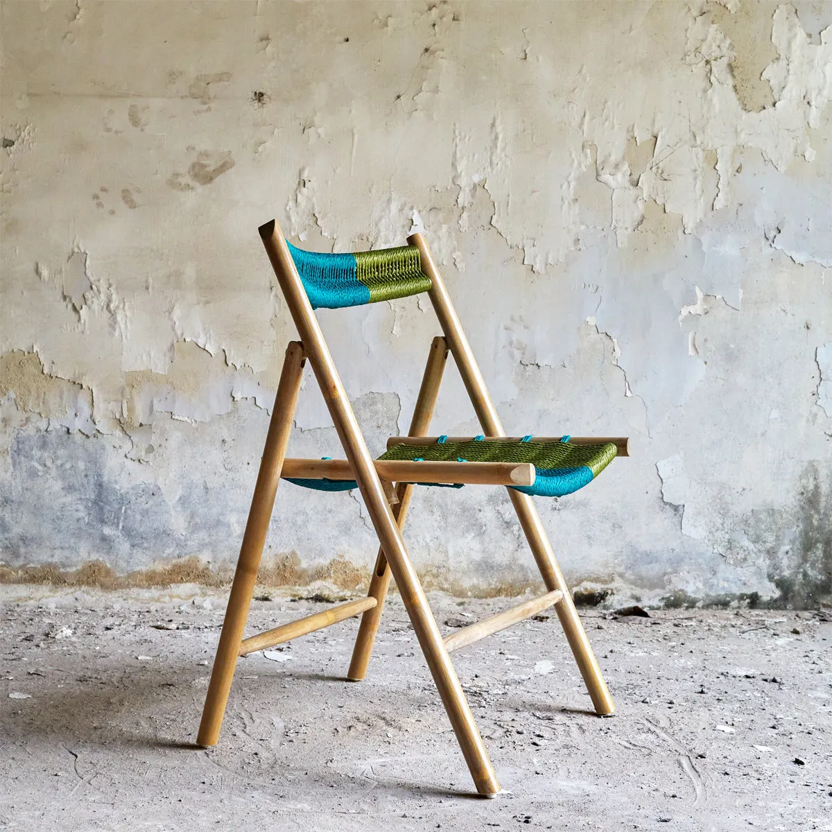 CHAMFER CHAIR NATURAL - GREEN BLUE