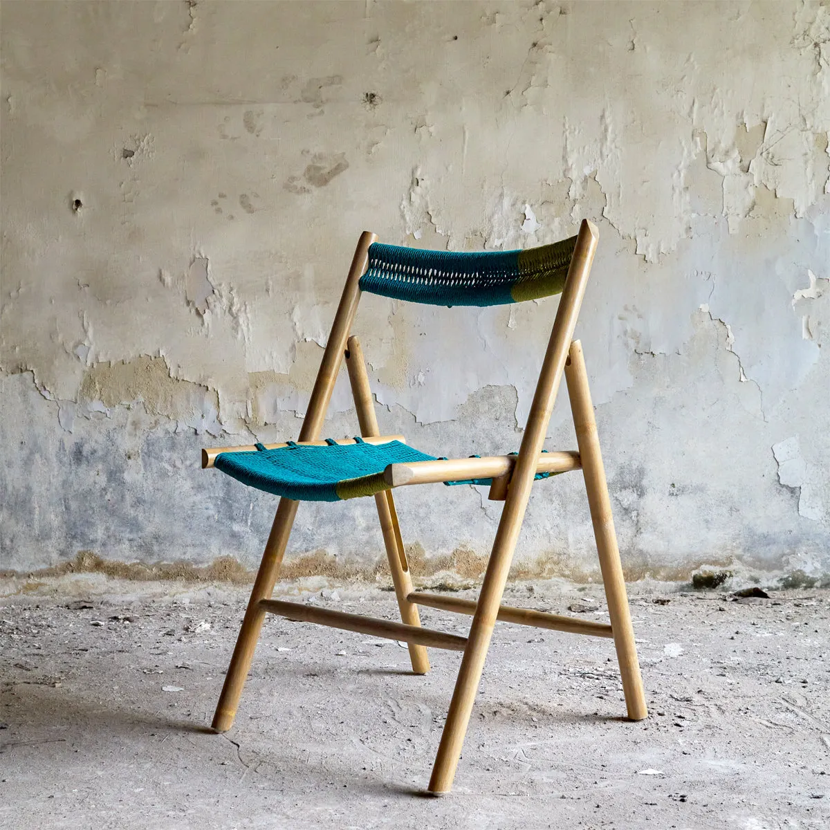 CHAMFER CHAIR NATURAL - GREEN BLUE