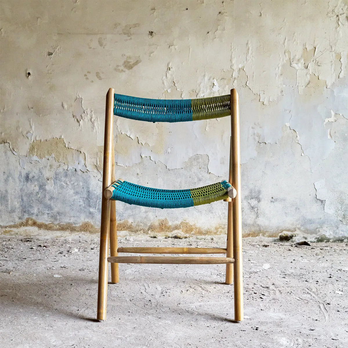 CHAMFER CHAIR NATURAL - GREEN BLUE