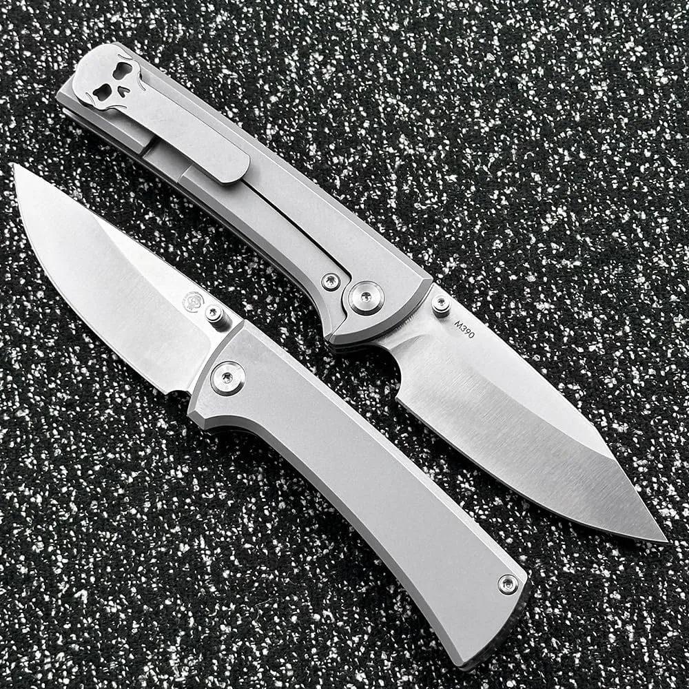 Chavez RCK9/ Scapegoat Street Titanium Handle Folding Knife Outdoor Camping EDC Tool Knife (Satin Tip Blade)