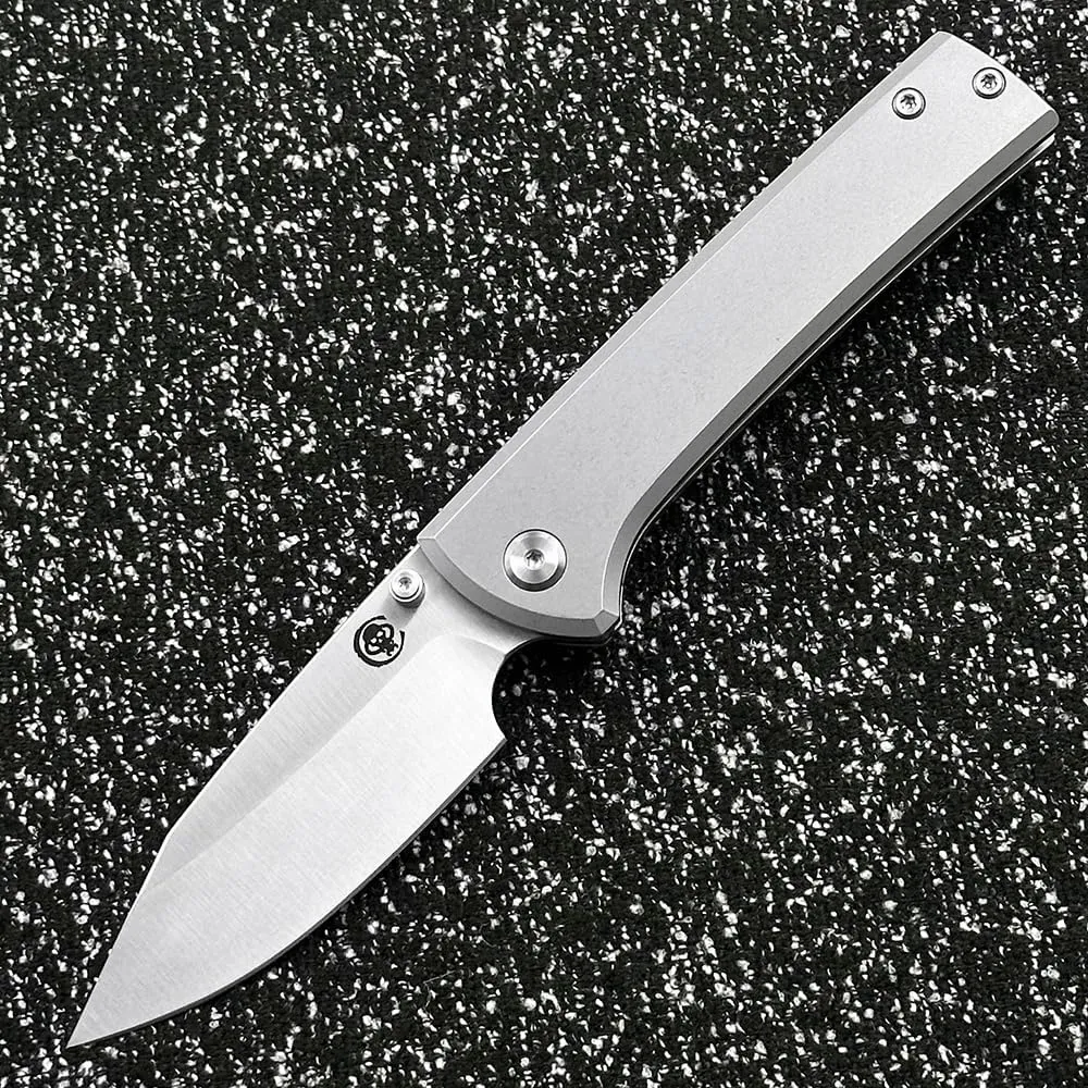 Chavez RCK9/ Scapegoat Street Titanium Handle Folding Knife Outdoor Camping EDC Tool Knife (Satin Tip Blade)