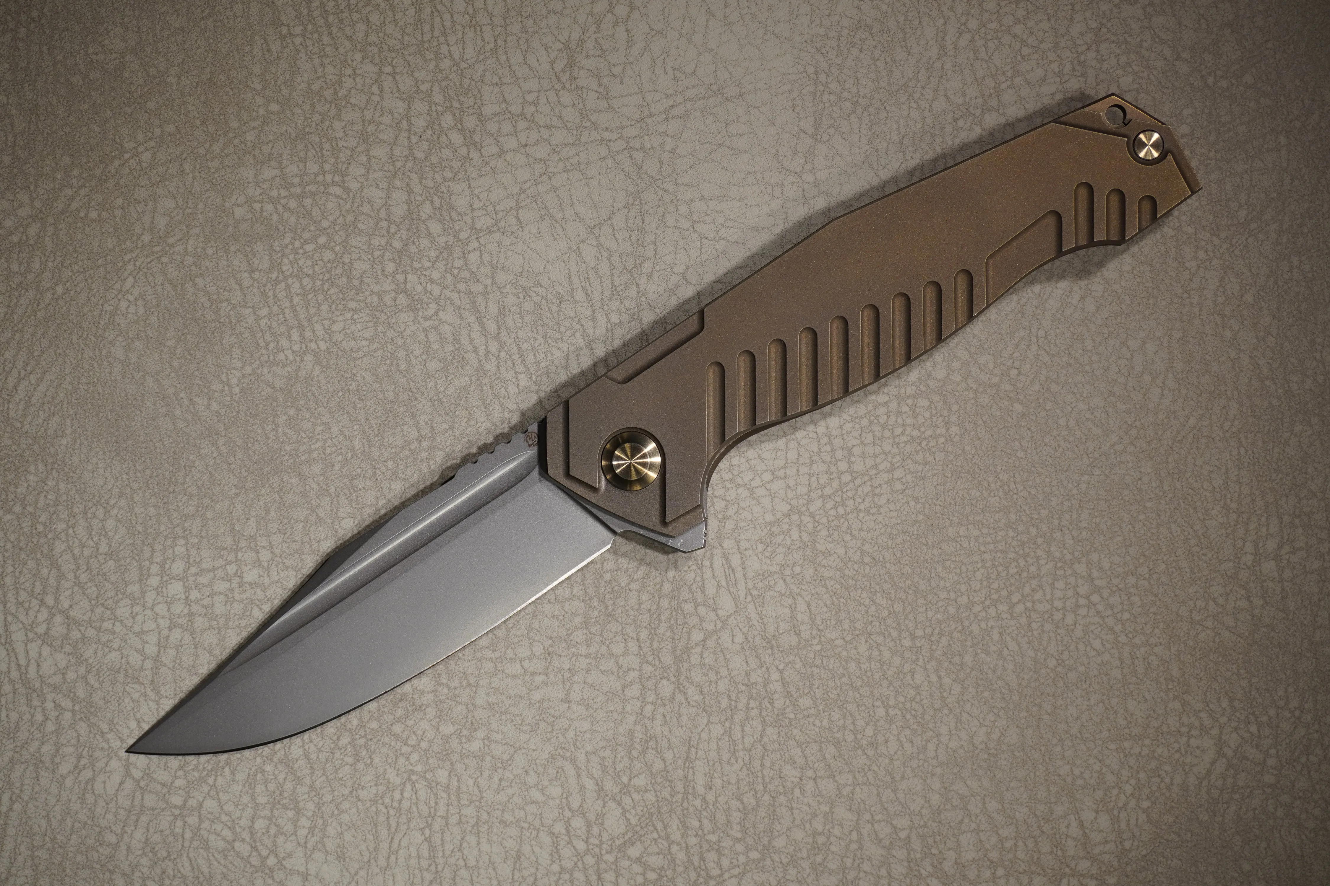 Cheburkov Knife Bear, Steel M390, Handle Bronze Anodized Titanium