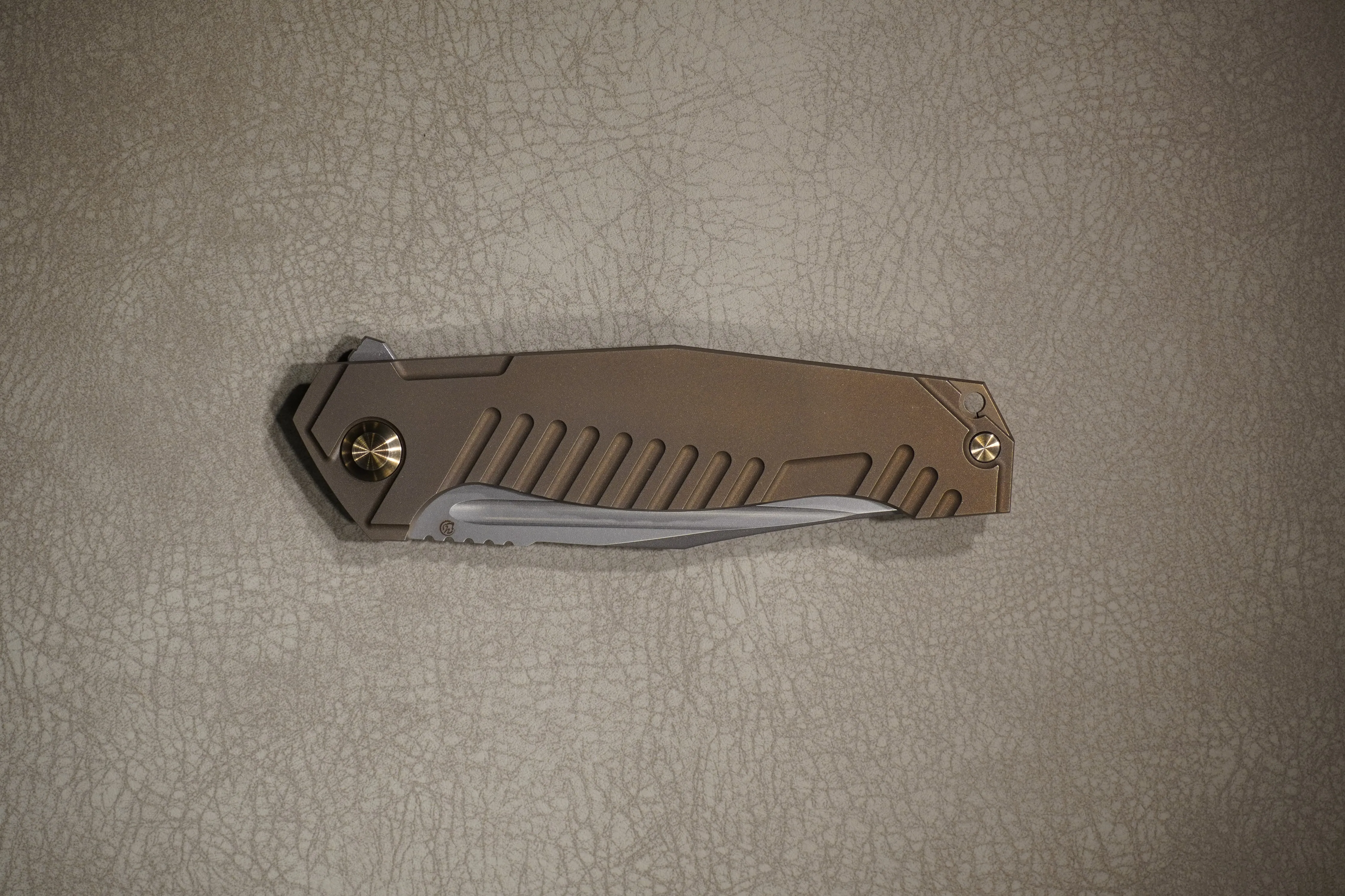Cheburkov Knife Bear, Steel M390, Handle Bronze Anodized Titanium