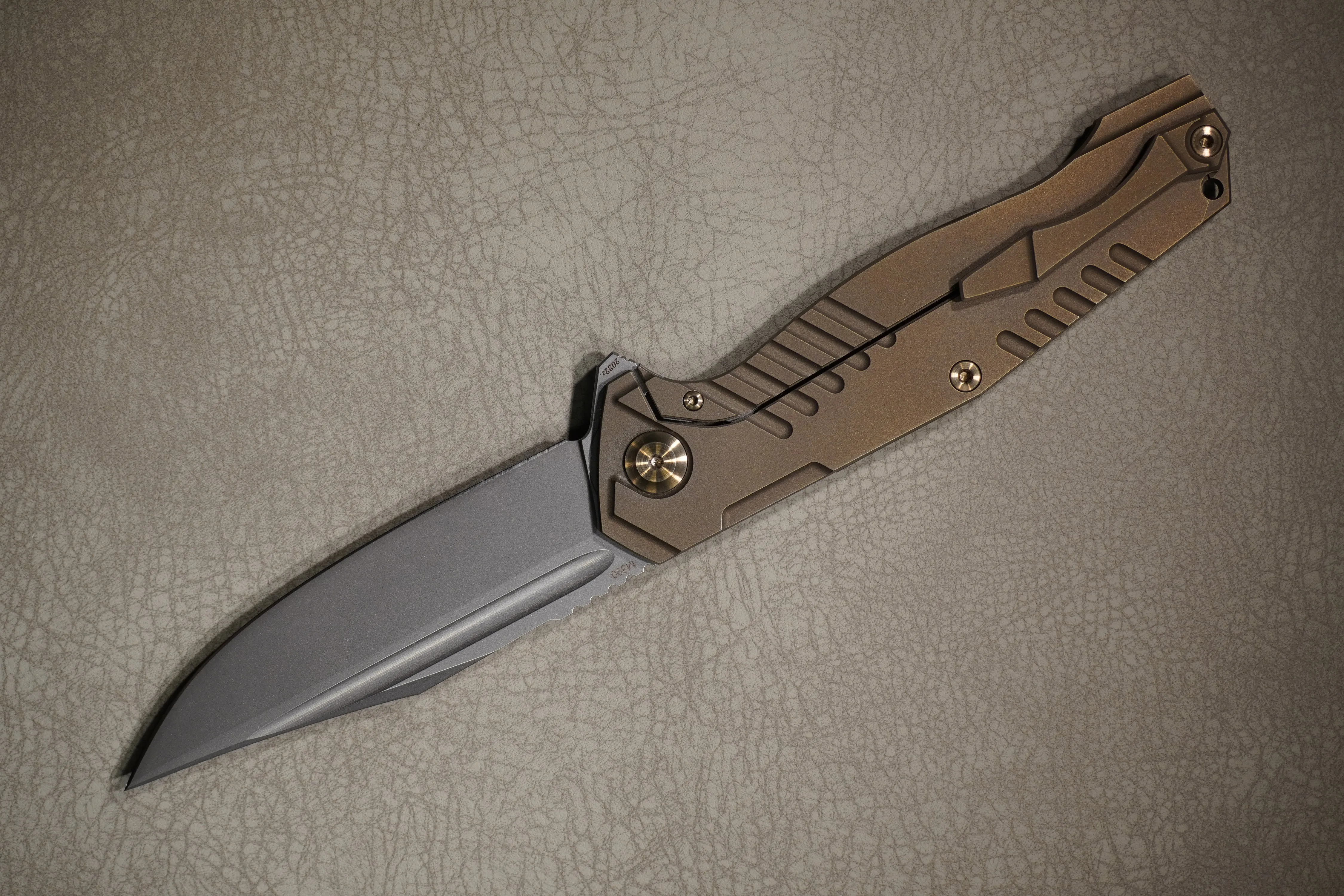 Cheburkov Knife Bear, Steel M390, Handle Bronze Anodized Titanium