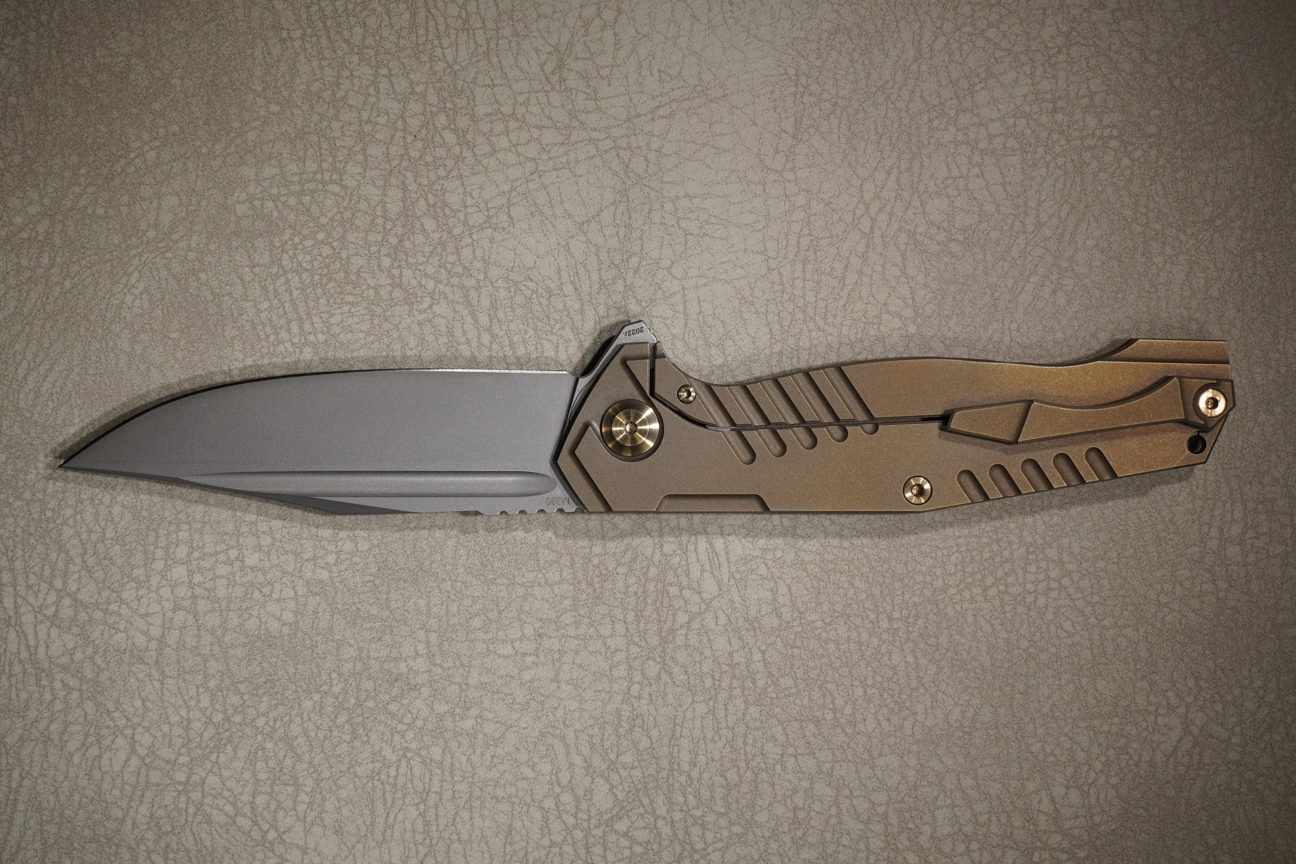Cheburkov Knife Bear, Steel M390, Handle Bronze Anodized Titanium