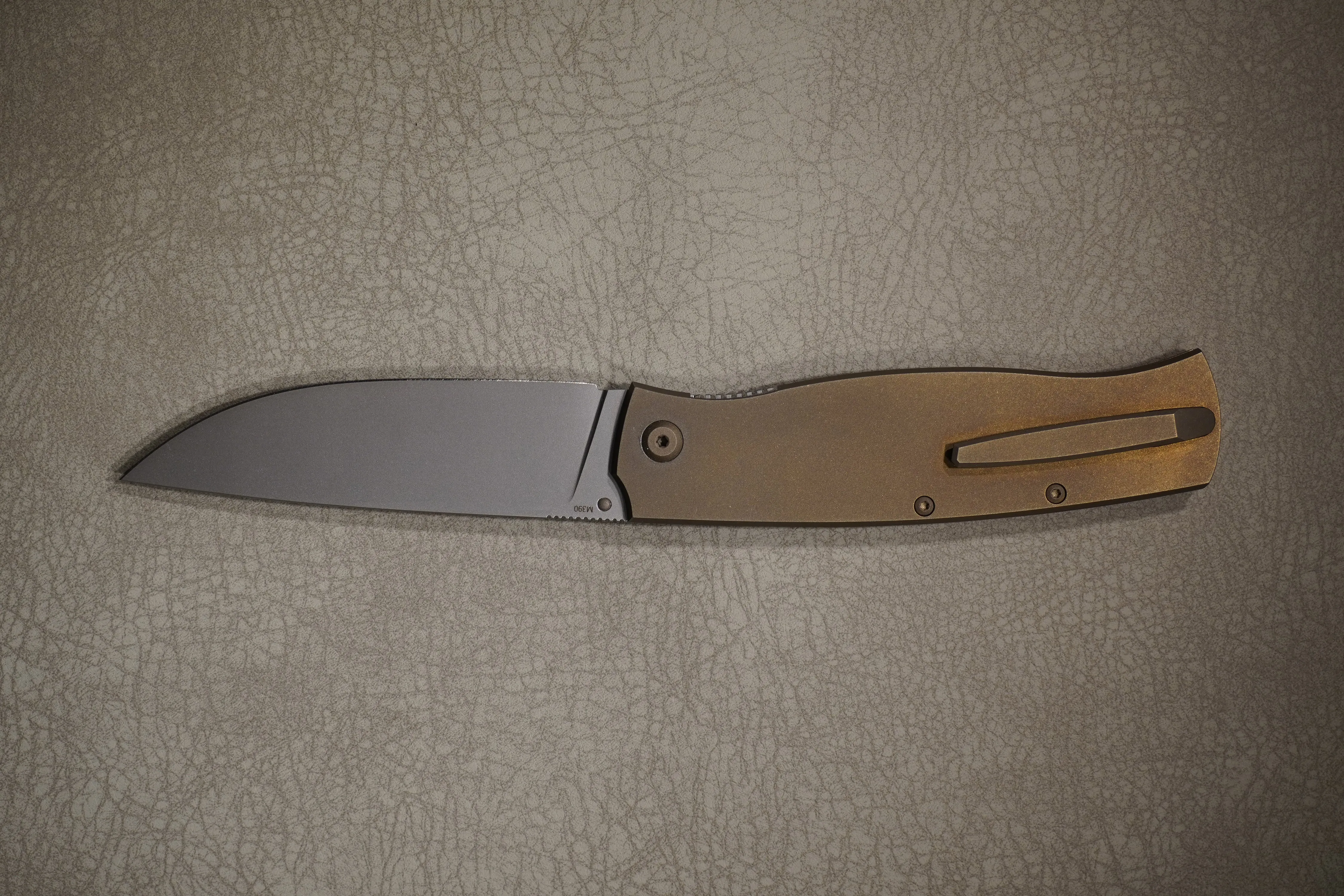 Cheburkov Knife Sparrow Large With Insert, Steel M390, Handle Black Marble Carbon Bronze Titanium