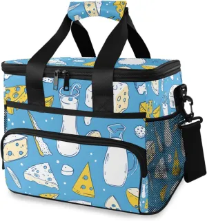 Cheeses Maasdam Blue Cooler Bag Insulated Cooler Soft Sided Cooler 24 Can Portable Picnic Bag Large Leakproof Lunch Bag Box for Beach Grocery Camping Travel Car Men Women