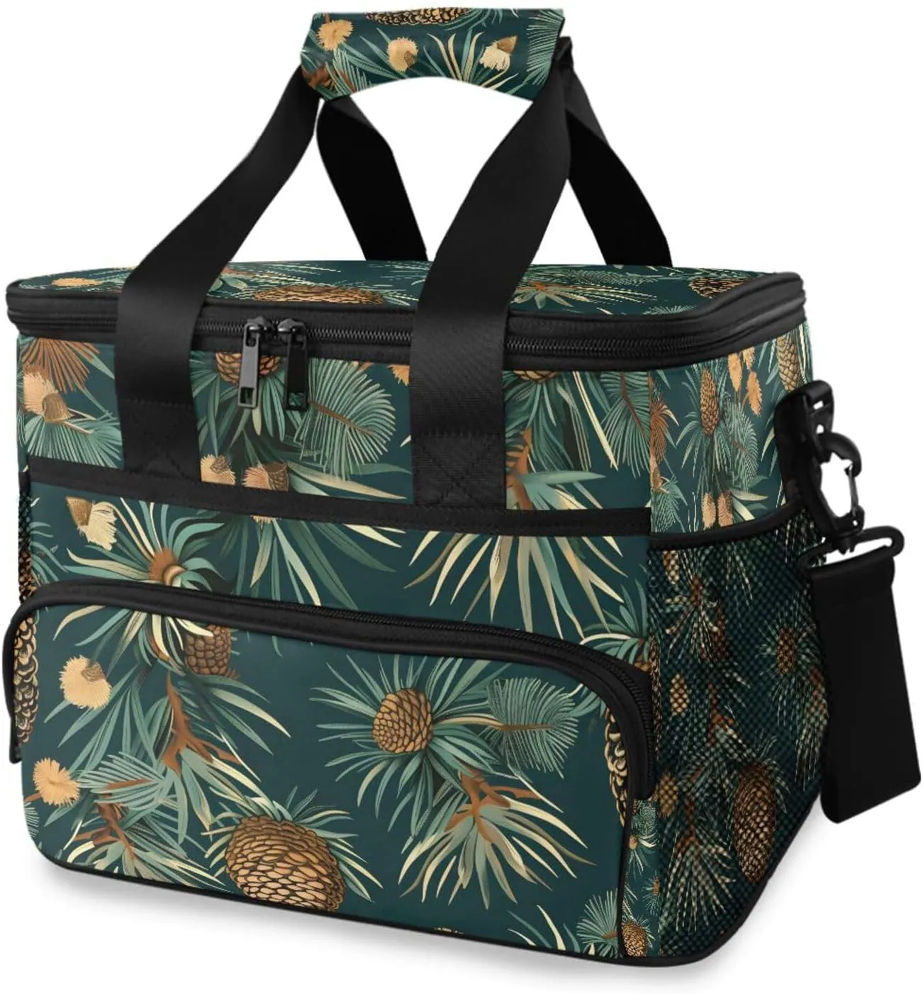 Chestnuts Pines Green Tropical Cooler Bag Insulated Cooler Soft Sided Cooler 24 Can Portable Picnic Bag Large Leakproof Lunch Bag Box for Beach Grocery Camping Travel Car Men Women