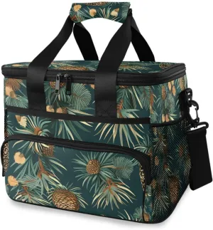 Chestnuts Pines Green Tropical Cooler Bag Insulated Cooler Soft Sided Cooler 24 Can Portable Picnic Bag Large Leakproof Lunch Bag Box for Beach Grocery Camping Travel Car Men Women