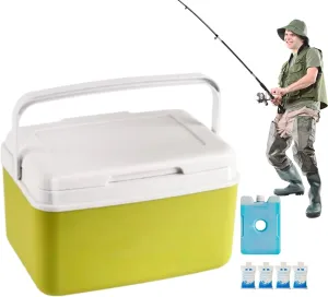 Chiller Box, Small Ice Chest Cooler Box with Handle, 15L Capacity Beverage Chiller Outdoor Camping Cooling Accessories for Drink Food Groceries Storage