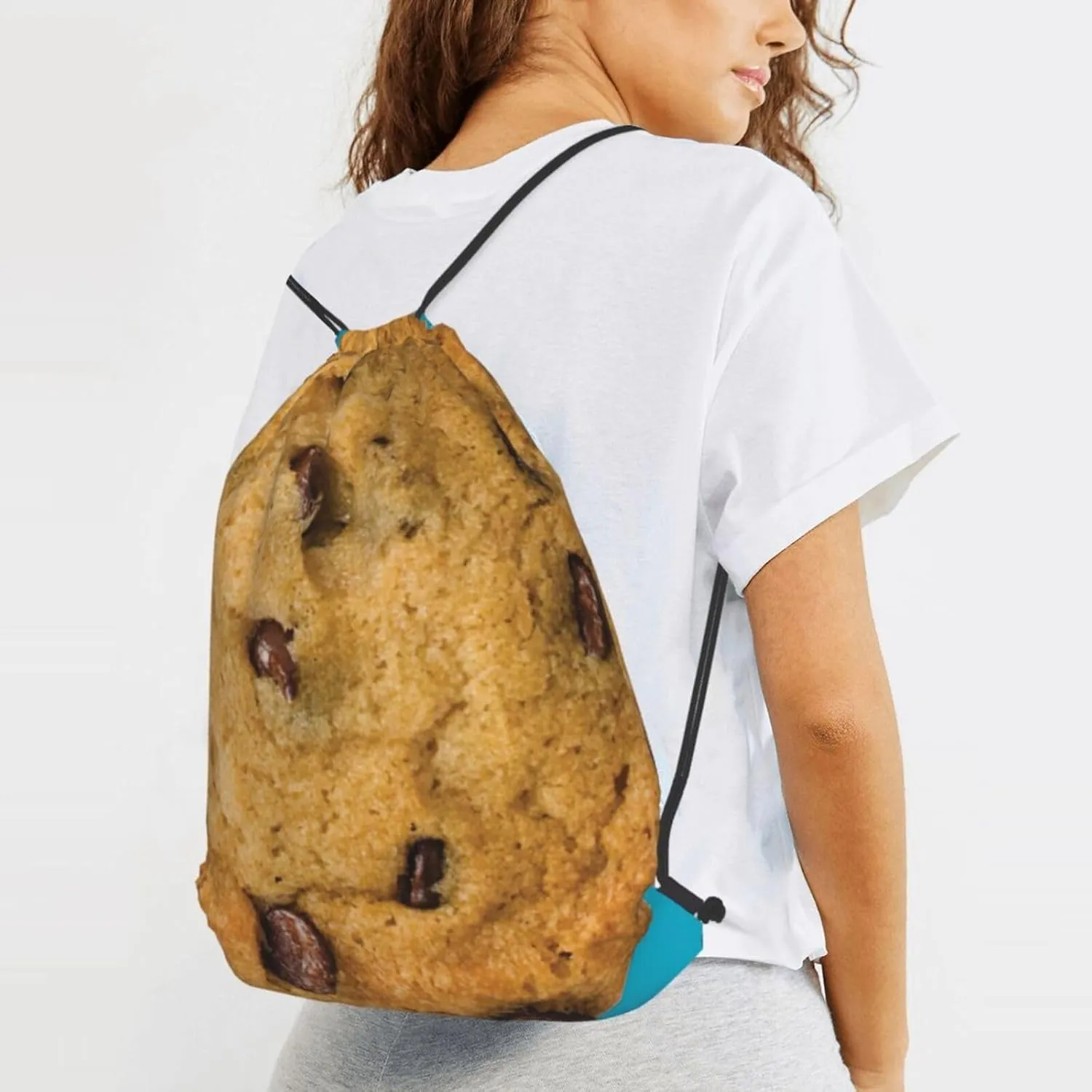 Chocolate Cookie Drawstring Cinch Backpack Polyester Sack Pack String Bag For Hiking Camping Adventure